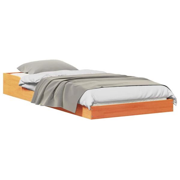 vidaXL Gultas rāmis Vaks brūns 80 x 210 cm Ciets priedes koks