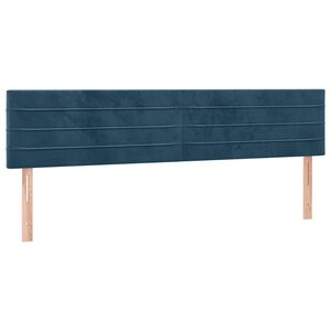 vidaXL gultas galvgaļi, tum&scaron;i zili, 200x5x78/88 cm, samts