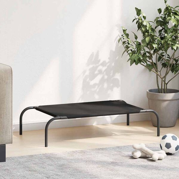 vidaXL paaugstināta suņu gulta, melna 90x50x20 cm, Oksfordas audums