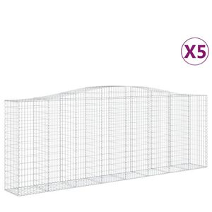 vidaXL arkveida gabiona grozi, 5 gb., 400x50x140/160cm, cinkota dzelzs