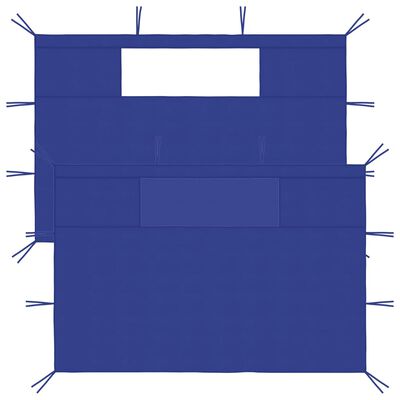 vidaXL dārza nojumes sānu sienas ar logiem, 2 gab., zilas