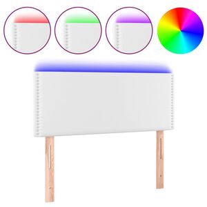 vidaXL gultas galvgalis ar LED, 100x5x78/88 cm, balta mākslīgā āda