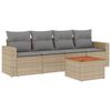 vidaXL 5-daļīgs dārza dīvāna komplekts, matrači, bē&scaron;a PE rotangpalma