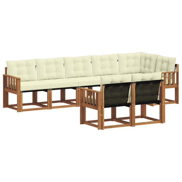 vidaXL Āra dīvānu komplekts ar spilvenu 8 pcs Dabisks un krējuma