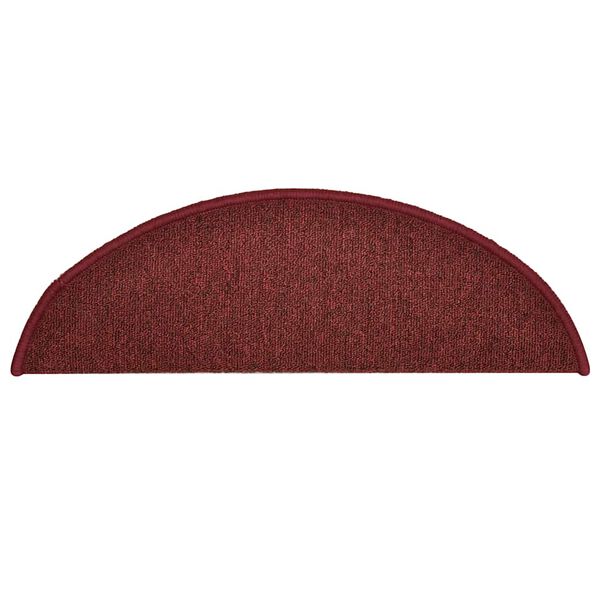 vidaXL kāpņu paklājiņi, 30 gab., 56x17x3 cm, bordo krāsas, pusapaļi