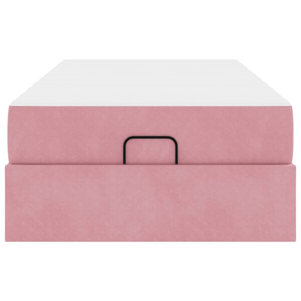 vidaXL Gultas rāmis ar matraci ar matraci 2 pcs Rozā Samts