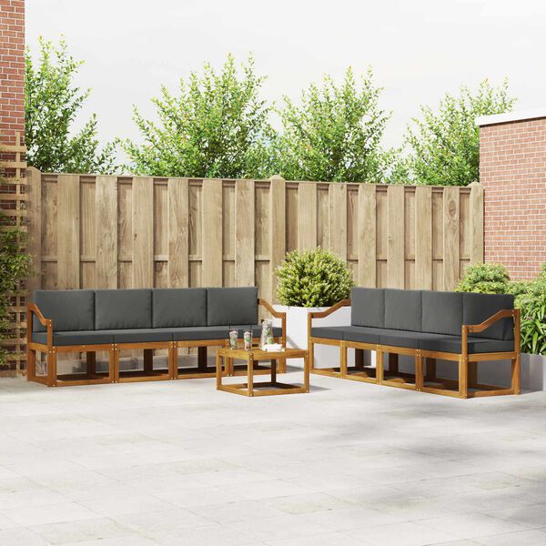 vidaXL Āra dīvānu komplekts ar spilvenu 9 pcs Dabisks un antracīts