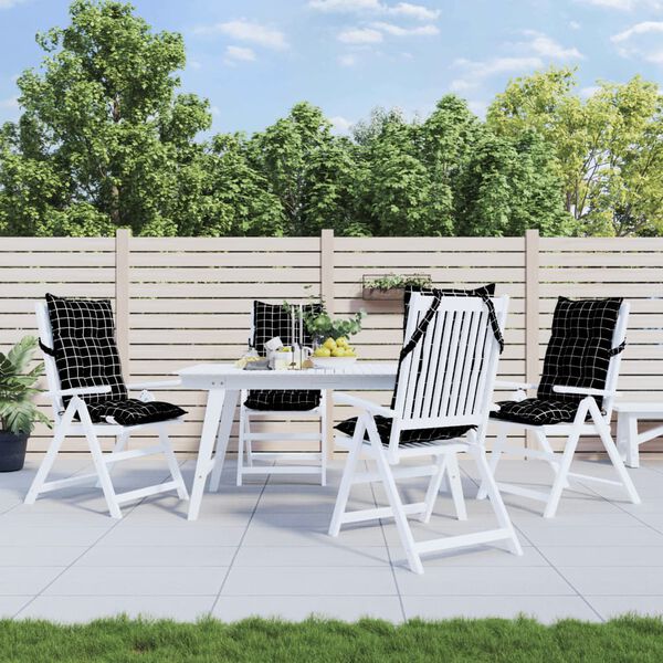 vidaXL dārza krēslu matrači, 4 gab., oksforda audums, melnas rūtis