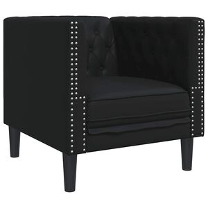 vidaXL Chesterfield dīvāna krēsls melns mākslīgās ādas