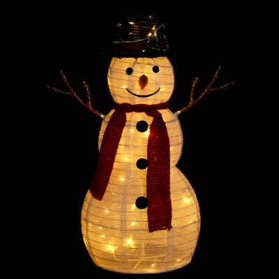 vidaXL dekoratīva Ziemassvētku sniegavīra figūra ar LED, audums, 60 cm