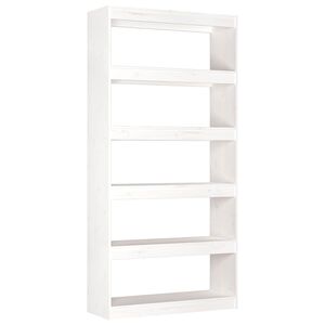 vidaXL grāmatu plaukts, balts, 80x30x167,4 cm, priedes masīvkoks