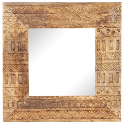 vidaXL spogulis, 50x50x2,5 cm, ar kokgriezumiem, mango masīvkoks