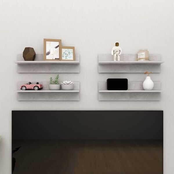 vidaXL sienas plaukti, 4 gab., 60x11,5x18cm, pelēki, inženierijas koks