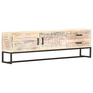 vidaXL TV skapītis, balts, 140x30x45 cm, akācijas masīvkoks