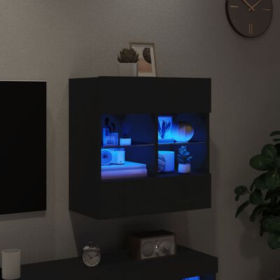 vidaXL TV galdiņš ar LED lampiņām, melni, 58,5x30x60,5 cm
