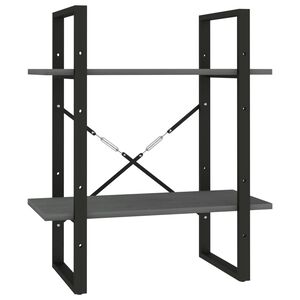 vidaXL 2-līmeņu grāmatu plaukts, pelēks, 60x30x70cm, priedes masīvkoks