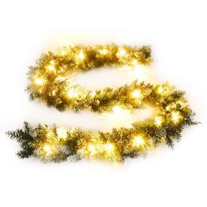 vidaXL Ziemassvētku vītne ar LED lampiņām, 2,7 m, zaļa, PVC