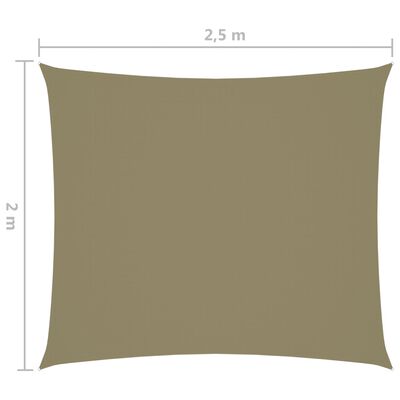 vidaXL saulessargs, taisnstūra forma, 2x2,5 m, bēšs oksforda audums