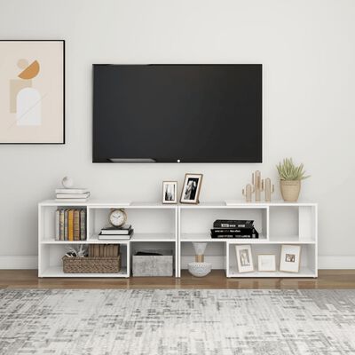 vidaXL TV plaukts, balts, 149x30x52 cm, skaidu plāksne