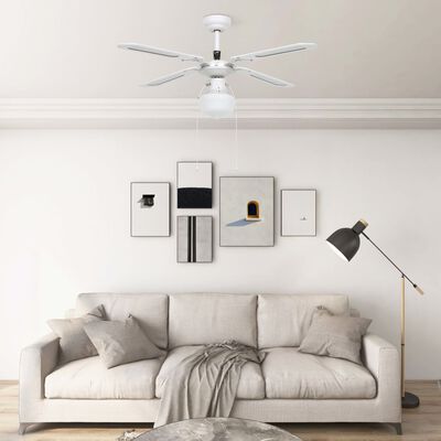 vidaXL griestu ventilators ar lampu, 106 cm, balts