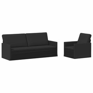 vidaXL Dīvānu komplekts 2 pcs Melns Audums