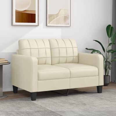 vidaXL divvietīgs dīvāns, krēmkrāsas, 120 cm, mākslīgā āda