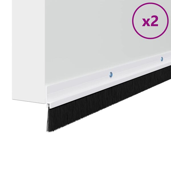 vidaXL Skrūvējami durvju birstes blīvējumi 2 pcs Balts 100 cm