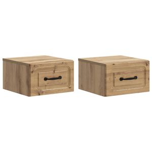 vidaXL Sienā stiprināms nakts skapis ar atvilktni 2 pcs Artisan Ozols