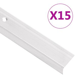 vidaXL kāpņu profili, 15 gb., L forma, 90 cm, sudraba krāsas alumīnijs