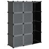 vidaXL moduļu skapis ar 9 plauktiem, 109x36,5x143 cm, melnbalts