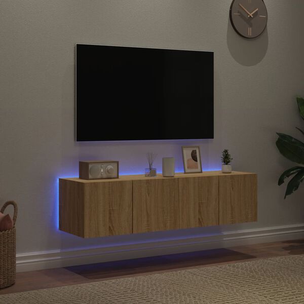 vidaXL TV plaukti ar LED lampiņām, 2 gab., 60x35x31 cm, koka krāsa