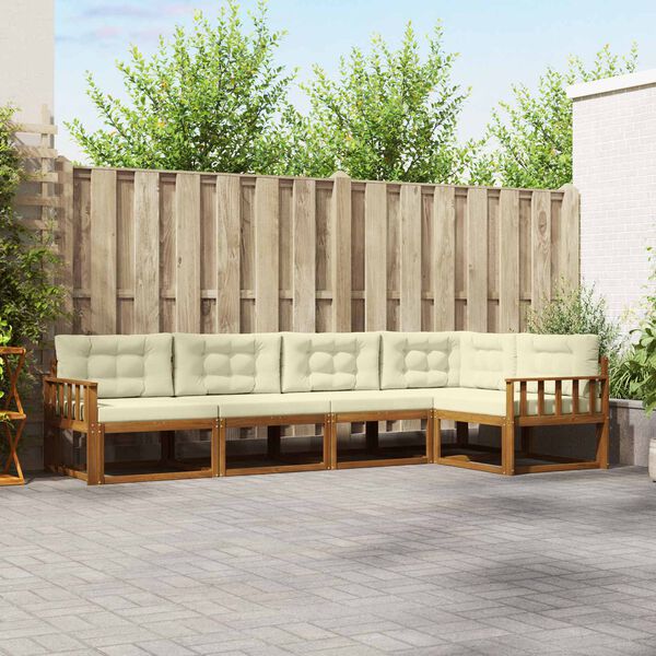 vidaXL Āra dīvānu komplekts ar spilvenu 5 pcs Dabisks un krējuma