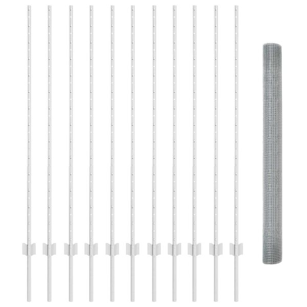 vidaXL Žogs ar stabu Sudraba 1,4 x 25 m Tērauds