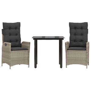 vidaXL 7-daļīgs dārza mēbeļu komplekts, matrači,gai&scaron;i pelēka PE pinums