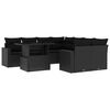 vidaXL 9-daļīgs dārza dīvāna komplekts, matrači, melna PE rotangpalma