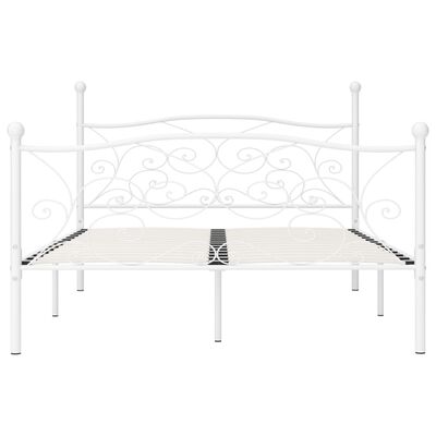 vidaXL gultas rāmis ar redeļu pamatni, balts, 120x200 cm, metāls