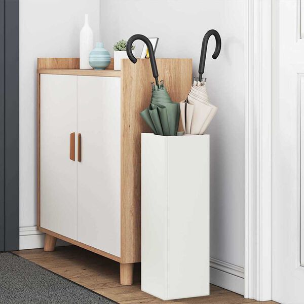 vidaXL Lietussarga statīvs Balts 15,5 x 15,5 x 49 cm Metāla