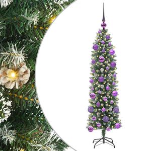 vidaXL Mākslīgs slaids Ziemassvētku koks Zaļ&scaron; un balts 120 cm