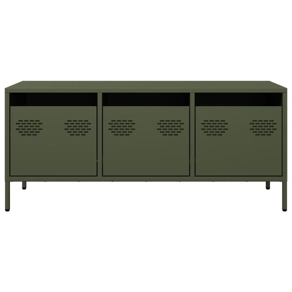 vidaXL TV skapītis, zaļ&scaron;, 101,5x39x43,5 cm, auksti velmēts tērauds