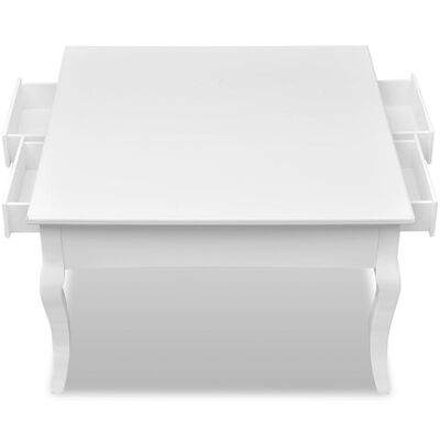 vidaXL kafijas galdiņš ar 4 atvilktnēm, balts