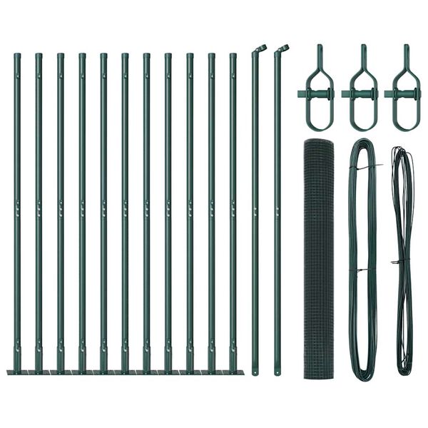 vidaXL Žoga āķis Zaļa 25 x 1,2 m (19 x 19 mm siets) Tērauds un PVC