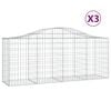 vidaXL arkveida gabiona grozi, 3 gb., 200x50x80/100cm, cinkota dzelzs