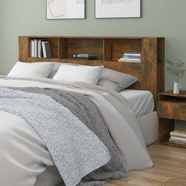 vidaXL gultas galvgalis ar plauktu, ozolkoka krāsa, 200x18,5x104,5 cm