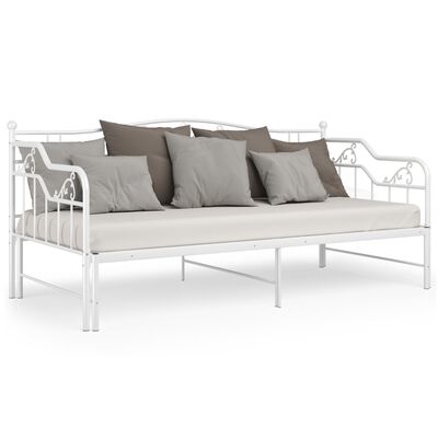 vidaXL izvelkams dīvāna rāmis, balts, metāls, 90x200 cm