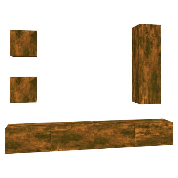 vidaXL 5-daļīgs TV skapī&scaron;u komplekts, ozola krāsa, inženierijas koks