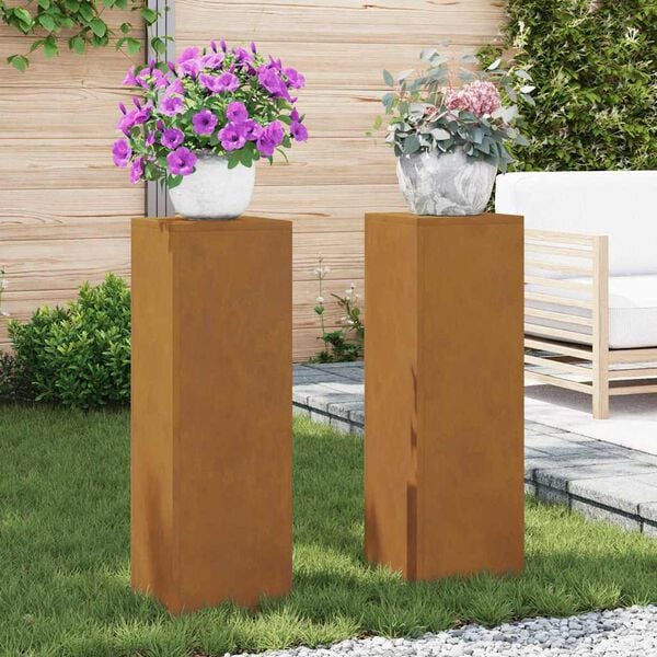 vidaXL Augu statīvs 2 pcs Rūsa 24 x 24 x 75 cm Novecināts tērauds
