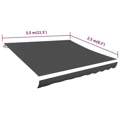 vidaXL markīzes jumts, antracītpelēks, 350x250 cm