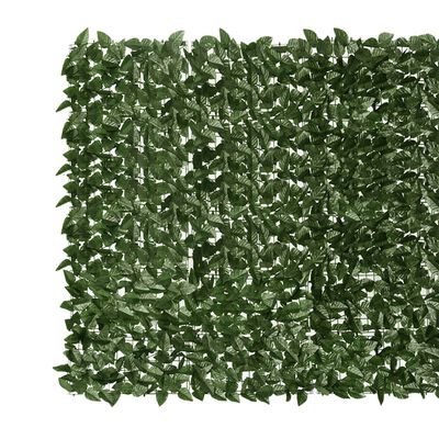 vidaXL balkona aizslietnis ar tumši zaļām lapām, 500x150 cm