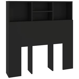 vidaXL gultas galvgalis ar plauktu, melns, 100x19x103,5 cm