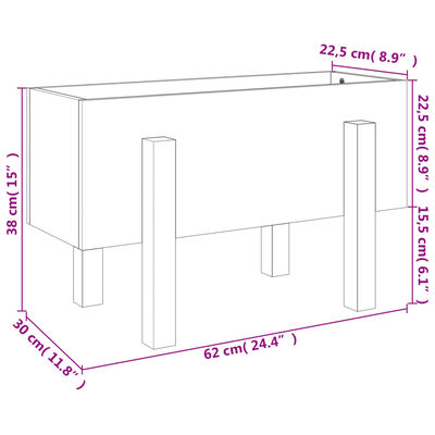 vidaXL dārza puķu kaste, medus brūna, 62x30x38 cm, priedes masīvkoks